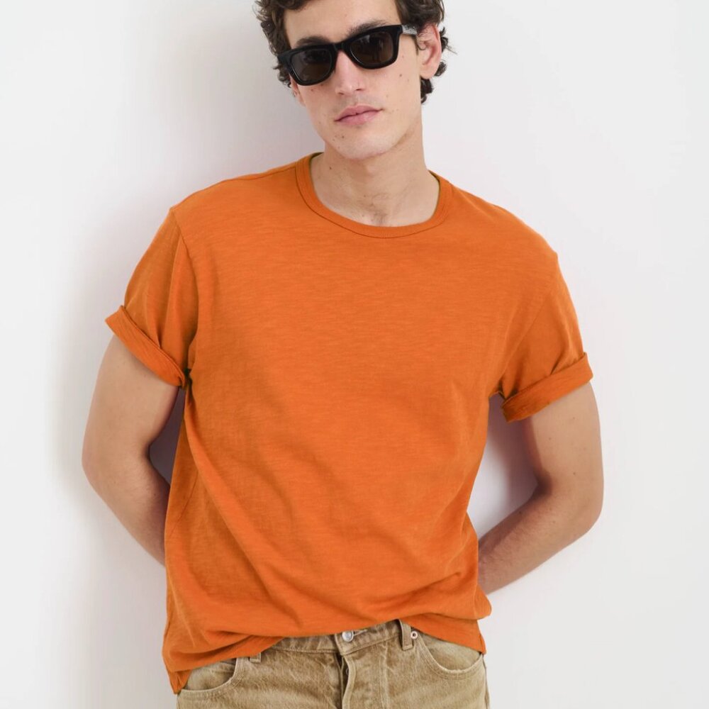 Alex Mill | The Standard T-Shirt In Slub Cotton - Burnt Orange / Sz S - Picture 3 of 11